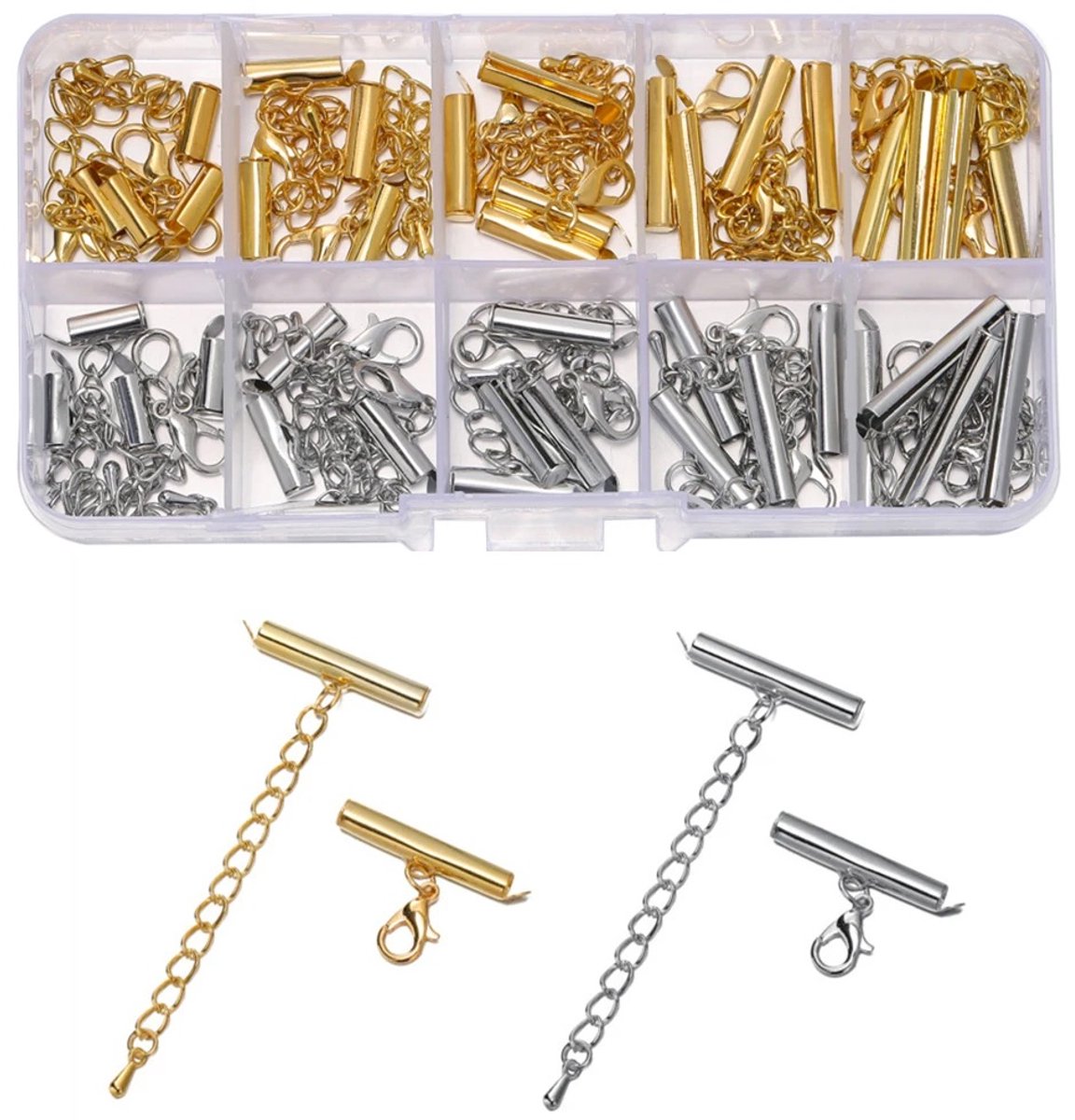 Sieraden Sluitingen Set - Voor Armbanden & Enkelbandjes - 20 Sets Goud & Zilver - 5 Maten - Kasey