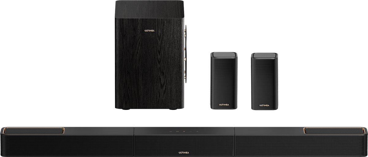 ULTIMEA Skywave Series 5.1.2 Systemen met Dolby Atmos - Soundbar met subwoofer en 2 achterluidsprekers - Soundbar voor tv - Zwart