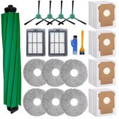 19stuks - Geschikt voor iRobot Roomba Plus 505/405/507 Combo Robotstofzuiger: 1 hoofdborstel - 4 stofzakken - 4 zijborstels - 2 HEPA- filters - 6 dweilen - 1 geel reinigingsborstel en 1 blauw reinigingsborstel