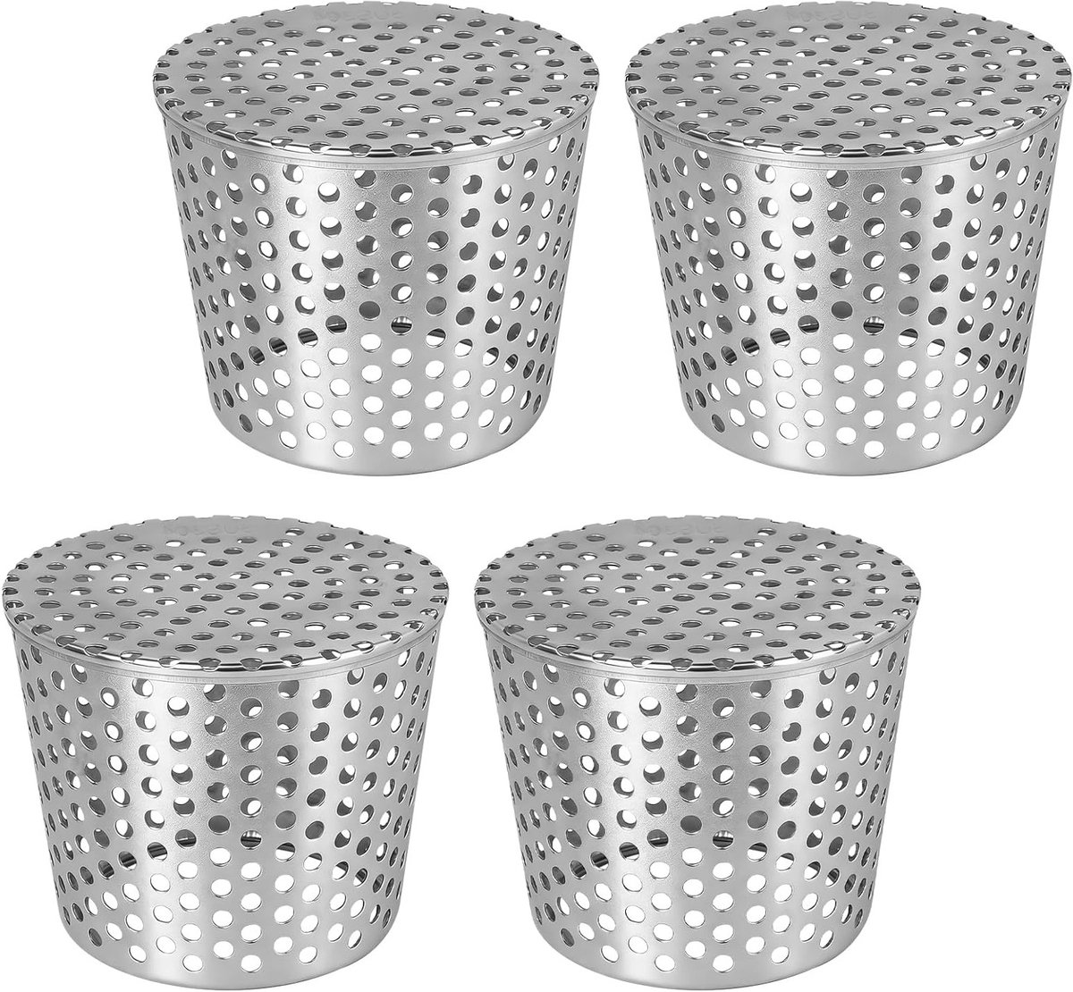 Set van 4 RVS Afvoerbuizen Beschermers 90-110 mm - Blad- en Takfilter voor Buiten, Terras en Plat Dak