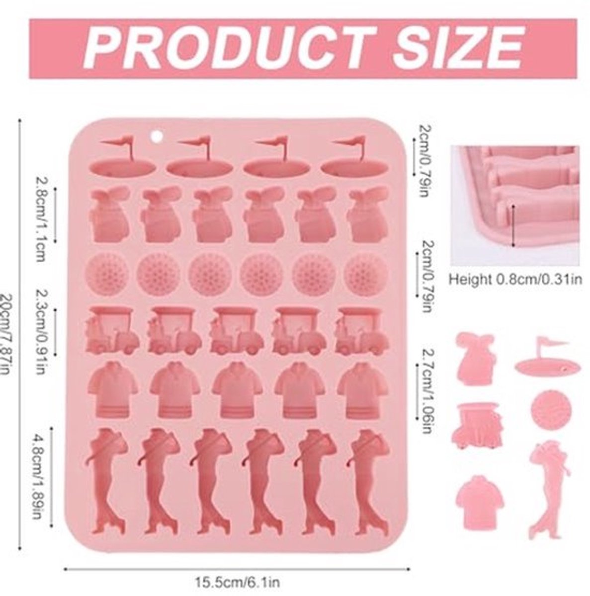 Golf Siliconen Mal 32 Holtes Roze - Chocolade Mallen voor Cake Pops & Snoep