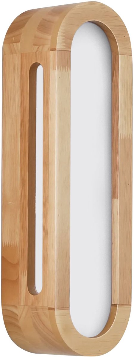Lemlit Houten LED Wandlamp 34 x 10 cm - Moderne Wandverlichting met Houten Frame - 12W 3600 LM 3000K Warm Wit - voor Woonkamer Slaapkamer Hal en Trap - Naturel Wit