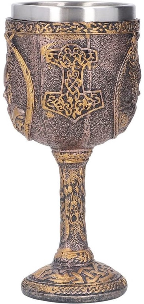 Nordic Goblet, Decoratieve Retro Bierbeker met RVS Binnenkant en Hars Schil voor Thuis Keuken Bar Feest