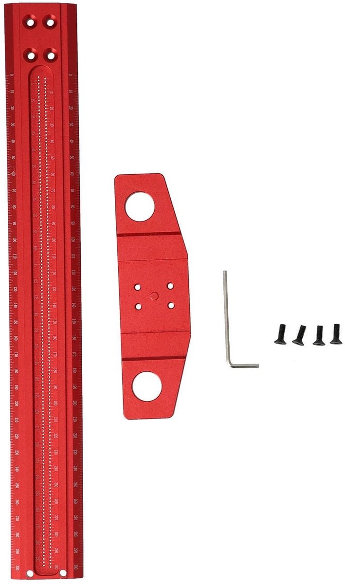 By shayne - Aluminium Liniaal 300mm - Meetinstrument - Rechte Hoek - Rood - Houtbewerking - Precisie - Geschikt voor Carpentry
