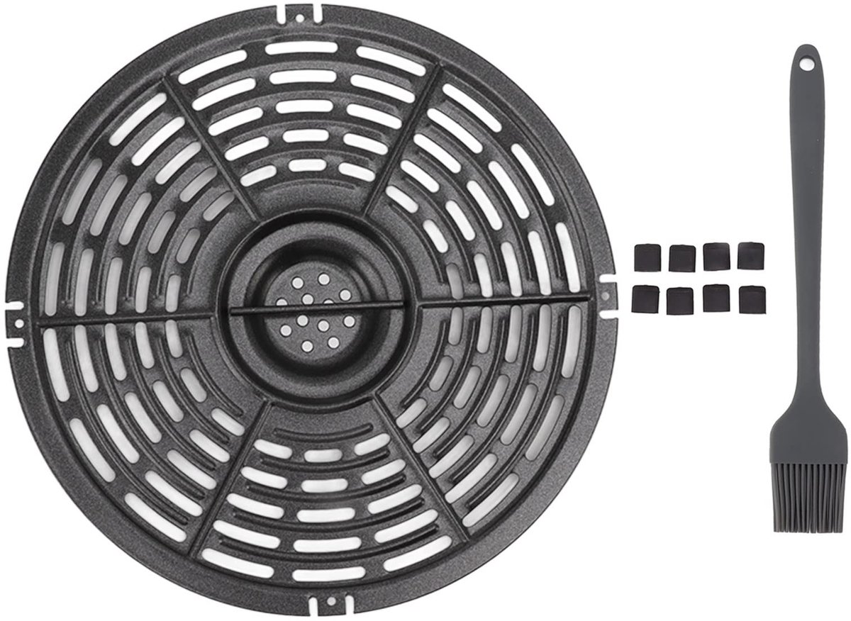 Livia home Air Fryer Vervangende Grillpan Hittebestendig Ronde 22CM Nonstick Grillplaat Vaatwasmachinebestendig Accessoires voor Air Fryer