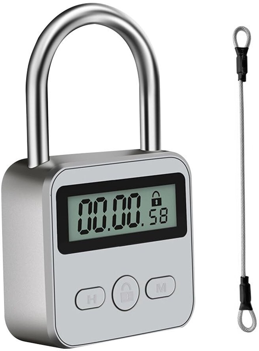 Smoakez - Digitale Padlock - Tijdbeheer - Slimme Beveiliging - Zilver - Elektronisch Slot - USB Oplaadbaar - Geschikt voor Toegang en Bescherming -...