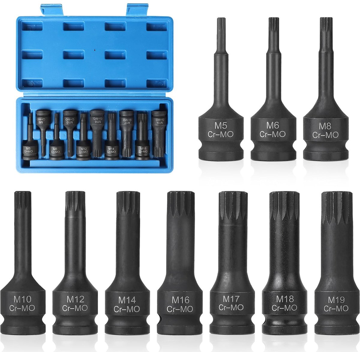 Smoakez - 10-delige inbussteeksleutelset - 1/2 inch - professionele kwaliteit - met opbergdoos - veelzijdige gereedschapset - geschikt voor hobbyis...