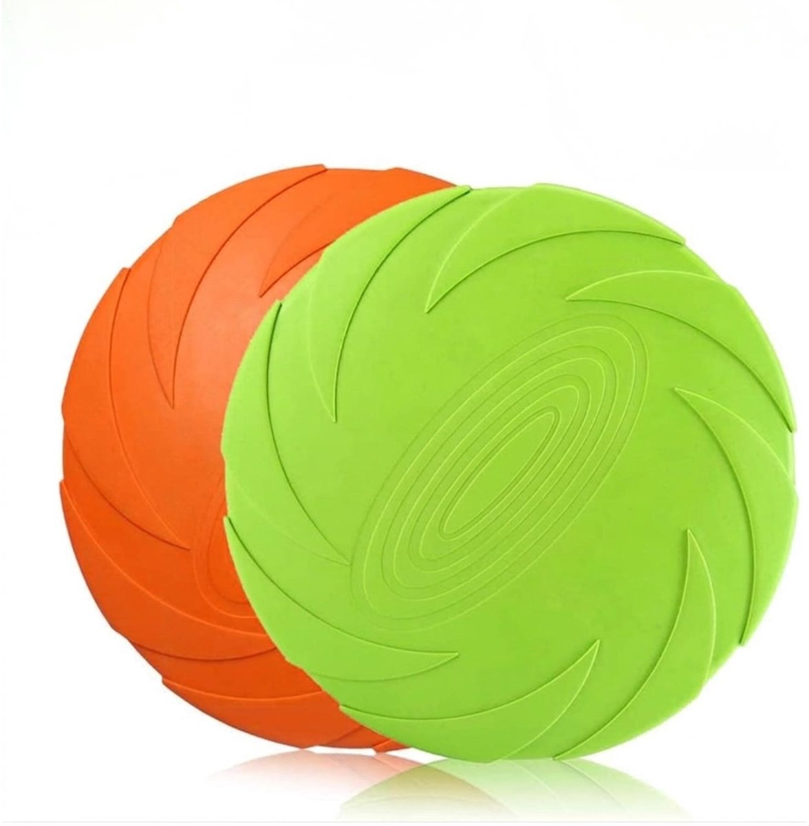 Frisbee Hond - Frisbee voor Honden - Zacht & Drijvend - Hondenspeelgoed - Frisbees - Zomer - Buitenspeelgoed - Voor alle Honden - Speelgoed voor Huisdieren - Huisdier Frisbee - Puppy Trainingsschijf - Groen en Oranje - 2 Stuks - van Imperatoris