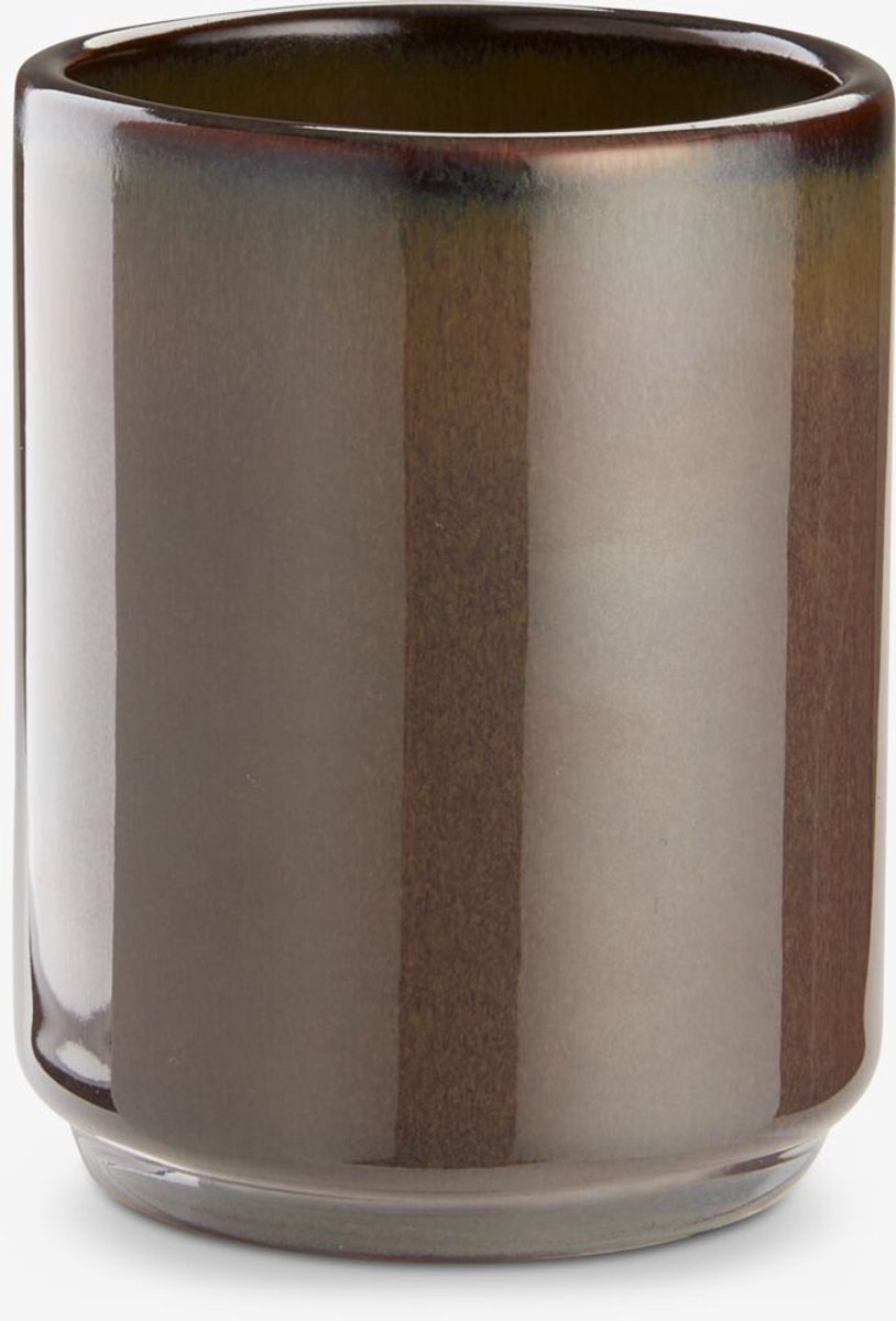 SuperShopper - Luxe Tandenborstelhouder Bruin Steengoed – Moderne Badkamer Accessoire – Keramische Toothbrush Holder – Ø 7 cm x 9 cm