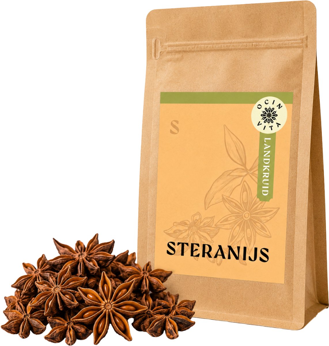 Steranijs Heel 100g – 100% Pure Steranijs – Zoet-Kruidige Specerij voor Thee, Glühwein, Chai, Curry & Stoofgerechten – Ocin Vita
