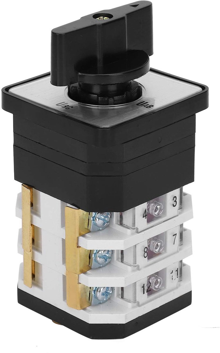 Dailygoods - Elektrische Nokkenschakelaar - 4 standen - 4 lagen - Universele Wisselschakelaar - 220-380 V - 16 A - Besturingscomponenten - Geschikt vo