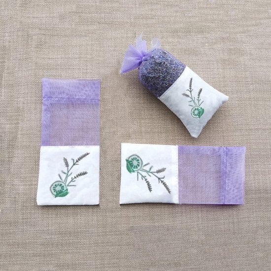 Dailygoods - Lavendel Zak Leeg - Lege Lavendel Tassen - Trekkoord Tassen - Paars Gaas Katoen - Voor Lavendel en Specerijen - 30 Stuks van Dailygoods — afbeelding 2