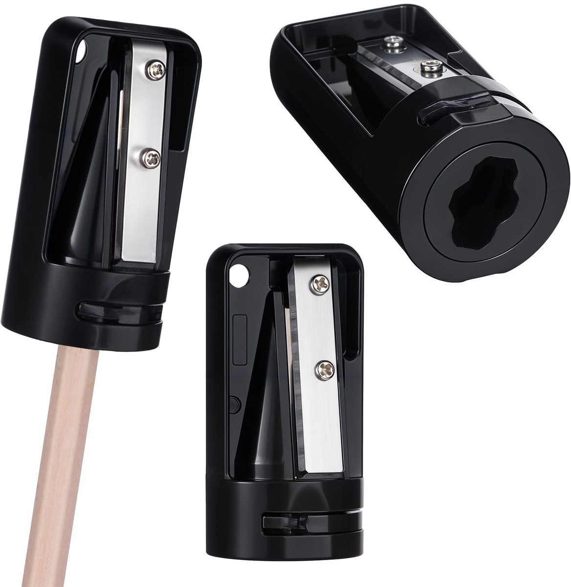 Dailygoods - Timmermans-puntenslijper - Houtbewerking - Handige set van 3 - Zwart - Potloodsnijder - Voor precisie in houtbewerking - Compacte afmetin