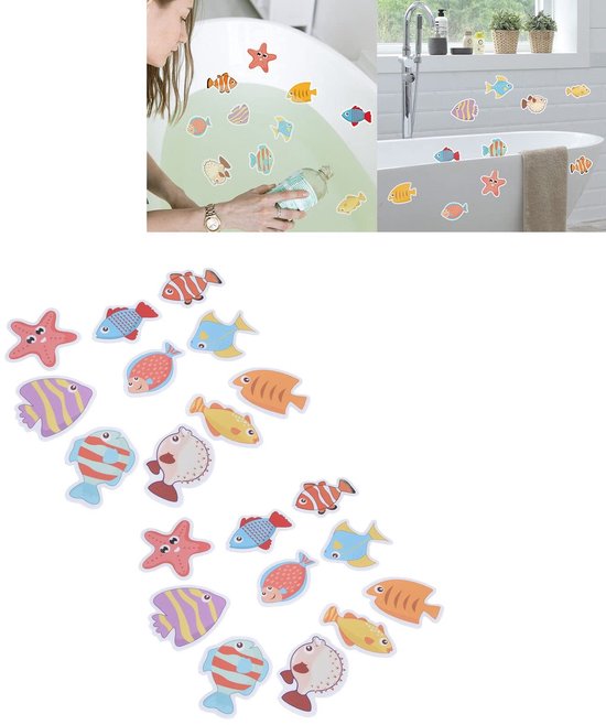 Bad Stickers - Antislip Decals - Veilig Douchen - Vrolijke Vissen - 20 Stuks - Kleurrijk — afbeelding 3