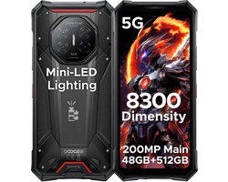 DOOGEE S300 PRO 5G - Robuuste smartphone - Robuuste telefoon - 48GB RAM + 512GB ROM (2TB/TF) - 6,78 inch FHD/120Hz - 11000mAh/66W - IP68 - Dimensity 8300 - Android 16 - 200MP AI camera - NFC - Vingerafdruk - Gezichtsherkenning - Slimme lichteffecten