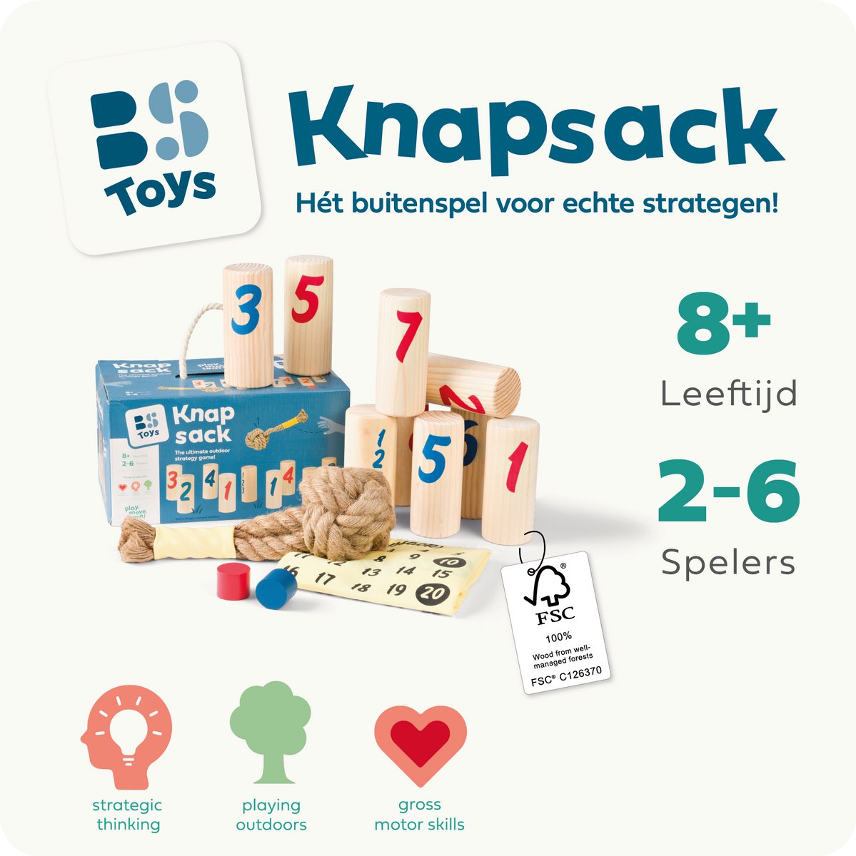 BS Toys – Knapsack Werpspel – Behendigheidsspel voor Buiten – Vanaf 8 jaar - Buitenspeelgoed - Familiespel - Houten speelgoed - Buitenspel — afbeelding 6