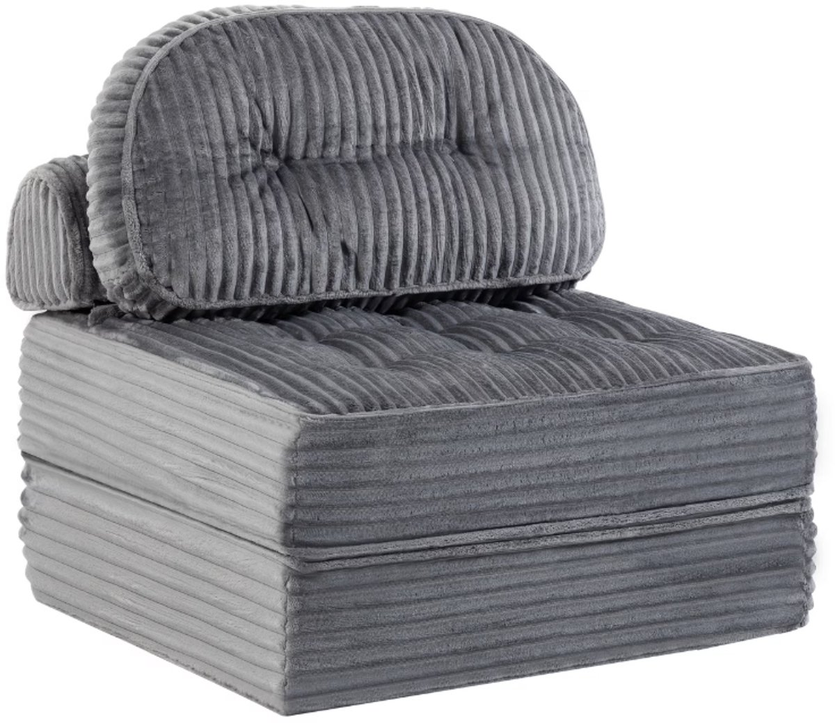 CINK Living® Opvouwbare Corduroy Relaxstoel & Slaapstoel – Multifunctionele Lounge Fauteuil voor Gamen, Relaxen & Slapen – Zacht Pluche Design – Grijs