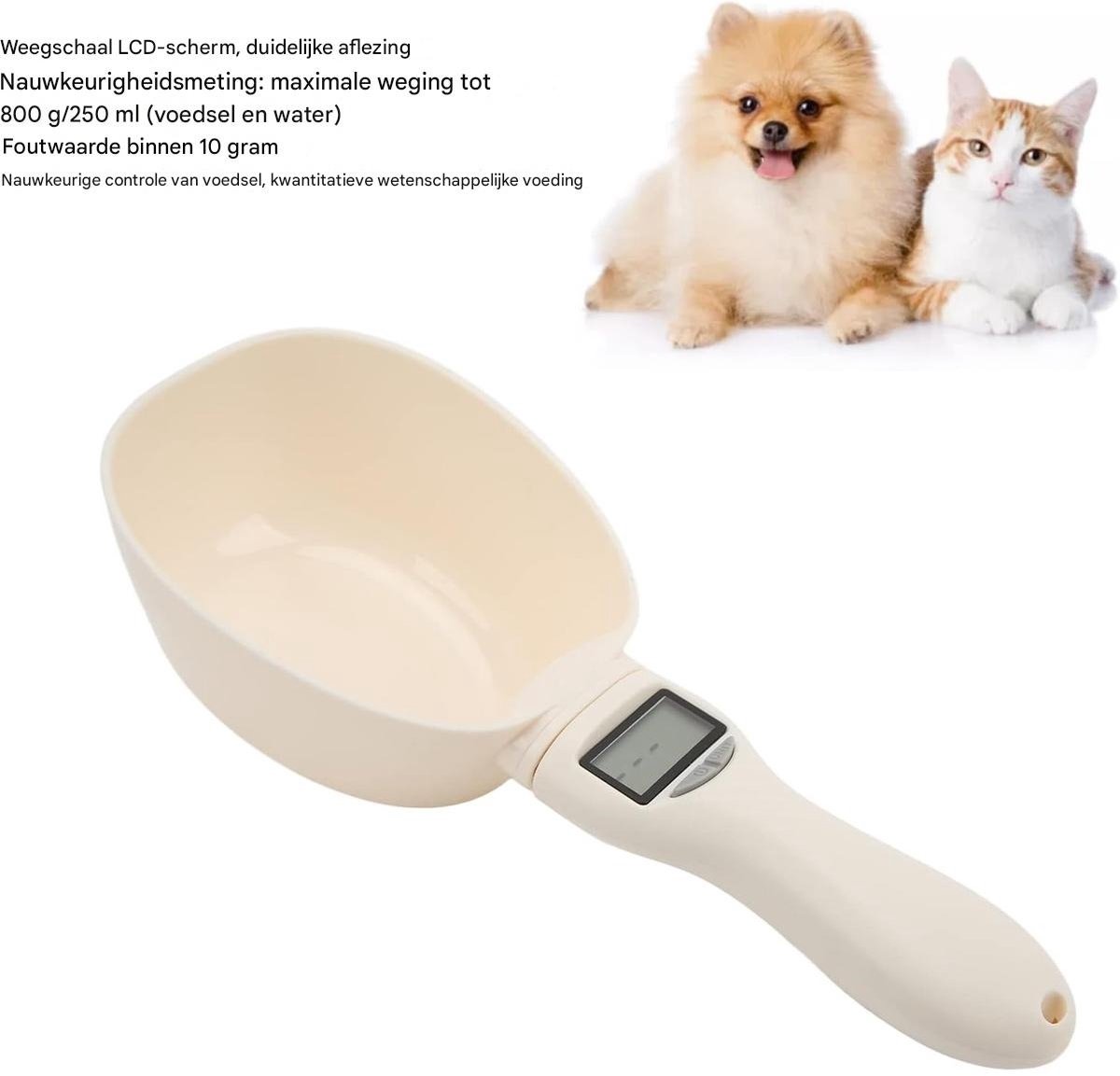 TOVBMUP Digitale keukenweegschaal - Hondenvoerschep - Digitale schep - Kruidenschep - Afneembare weegschaal met LED-display - Geschikt voor het voeren van honden-, katten- en ander dierenvoer