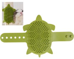 Hulpmiddel voor kattenverzorging - Krabpaal met massagefunctie - Hulpmiddel voor het masseren van tafelpoten - Massageborstel - Verstelbare gezichtskrabber - 26*15,3*1,3 cm - Geschikt voor klimrekken, tafelpoten, enz. - Groen