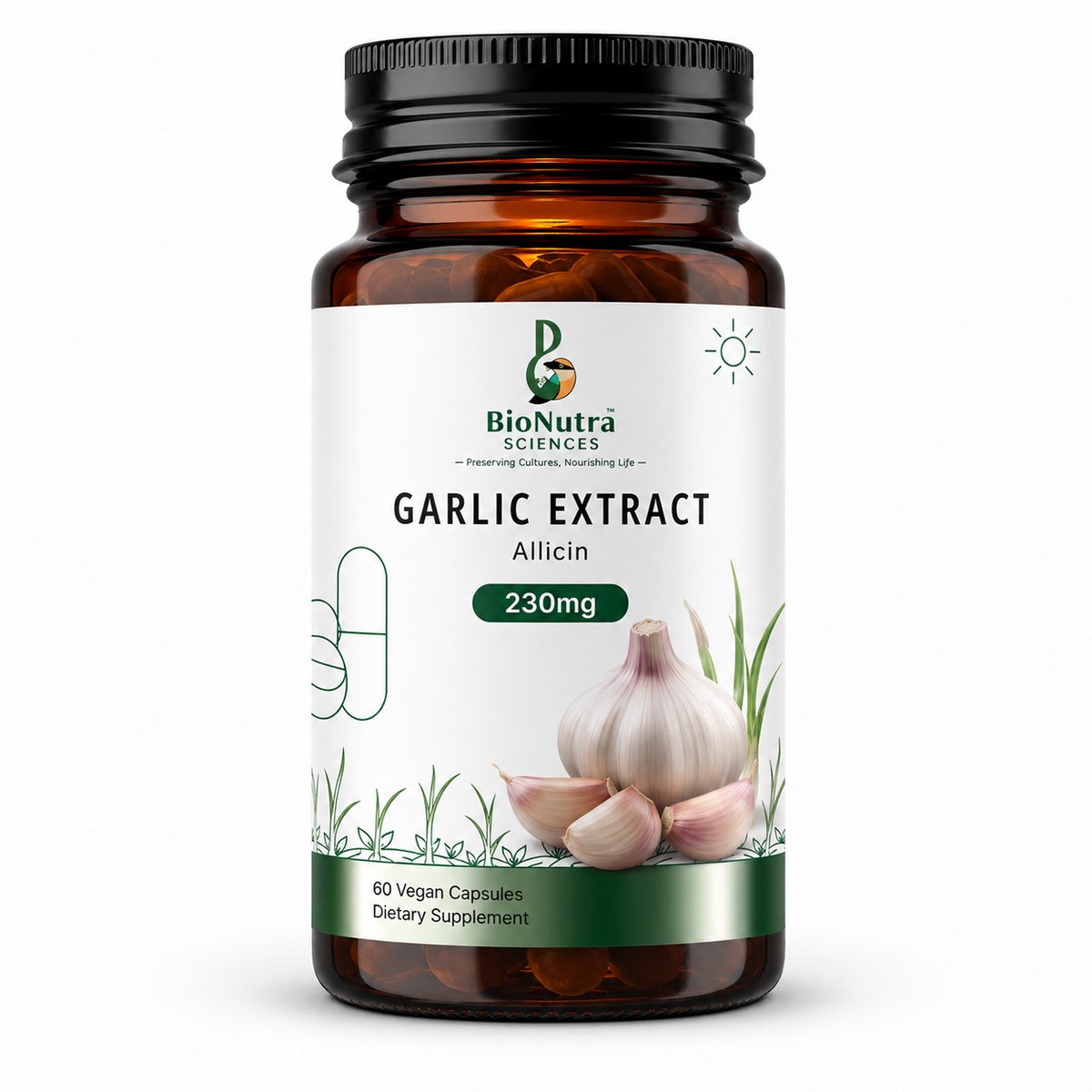 Advanced | Garlic | Allicin Complex | Vegan capsules-230mg | Standardized Botanical Sulfur System | food supplement, vegan friendly-230 mg HPMC 60 capsules