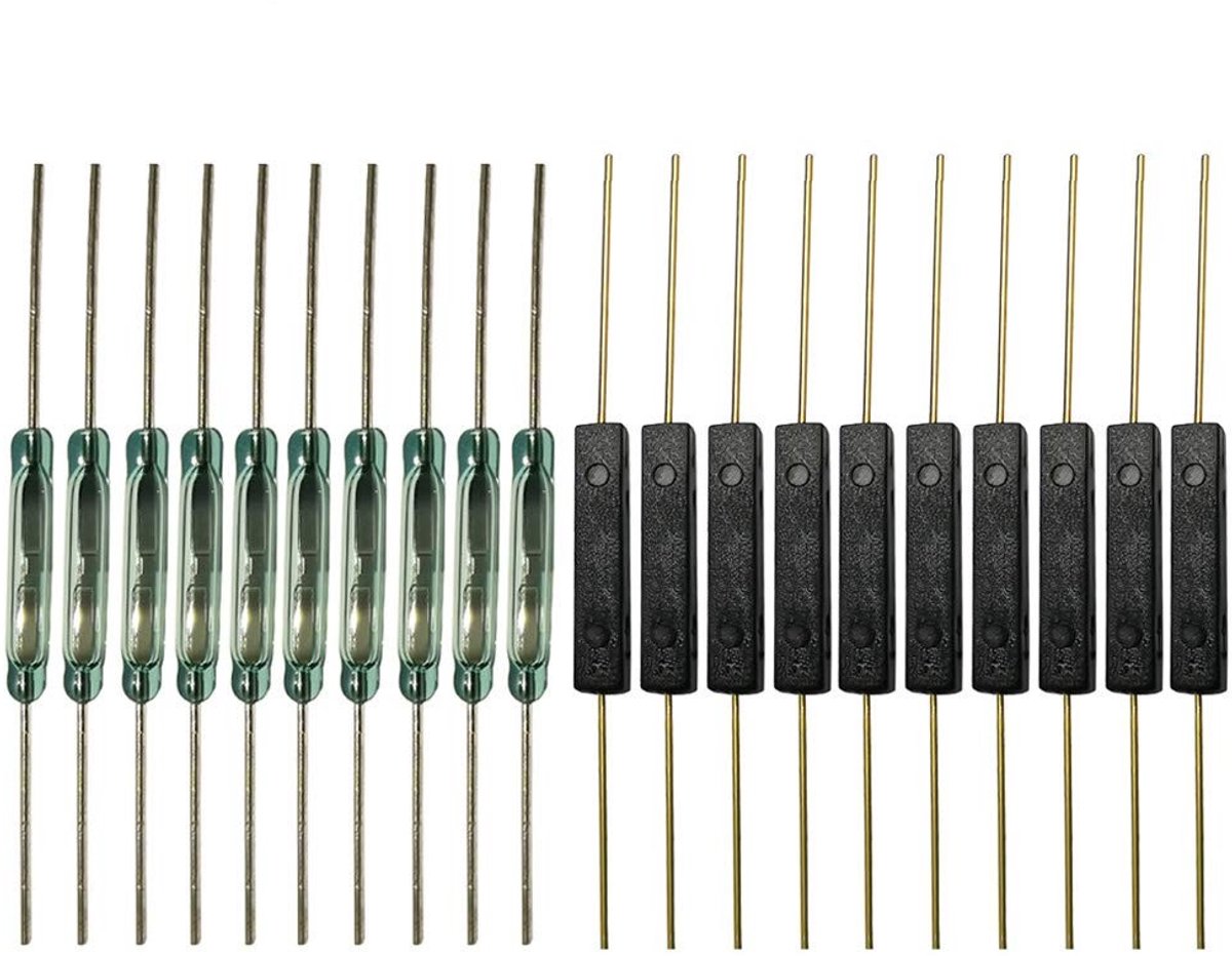Jhubersproducts - Plastic Reed-schakelaar - Glas Reed-schakelaar - Magnetische inductieschakelaar - 10 stuks - 2.5 mm x 14 mm - 2 mm x 14 mm - Geschik