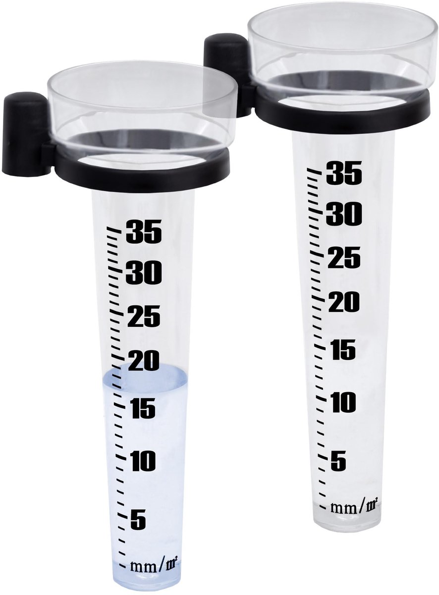 Jhubersproducts - Regenmeter - Neerslagmeter - Set van 2 - Kunststof - Pluviometer - Voor weerstations en tuin - 25 cm
