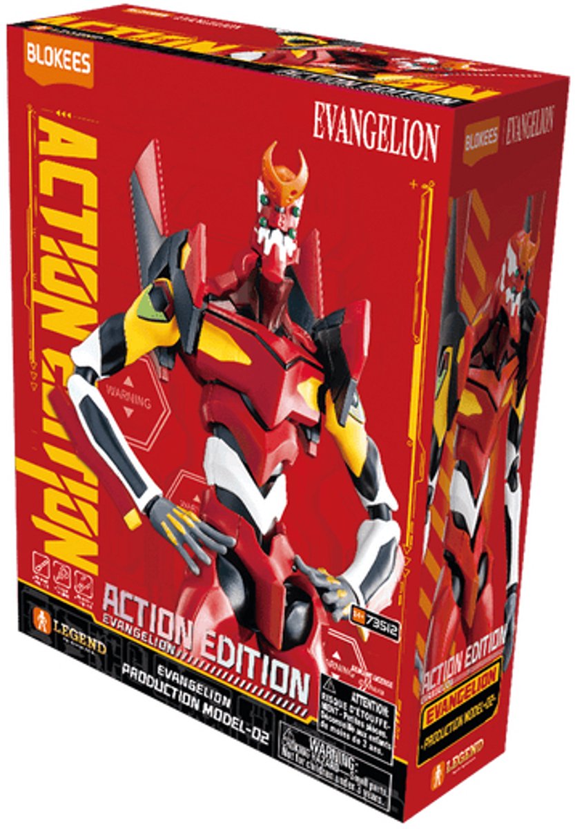 Blokees EVA02 Model-02 Neon Genesis Evangelion Series Action Edition modelbouw | Robot bouwpakketten voor volwassenen | Speelgoed modelbouw zonder verf lijm of gereedschap | Japanse 3D kunstof puzzel | Manga anime action figure box set incl stand