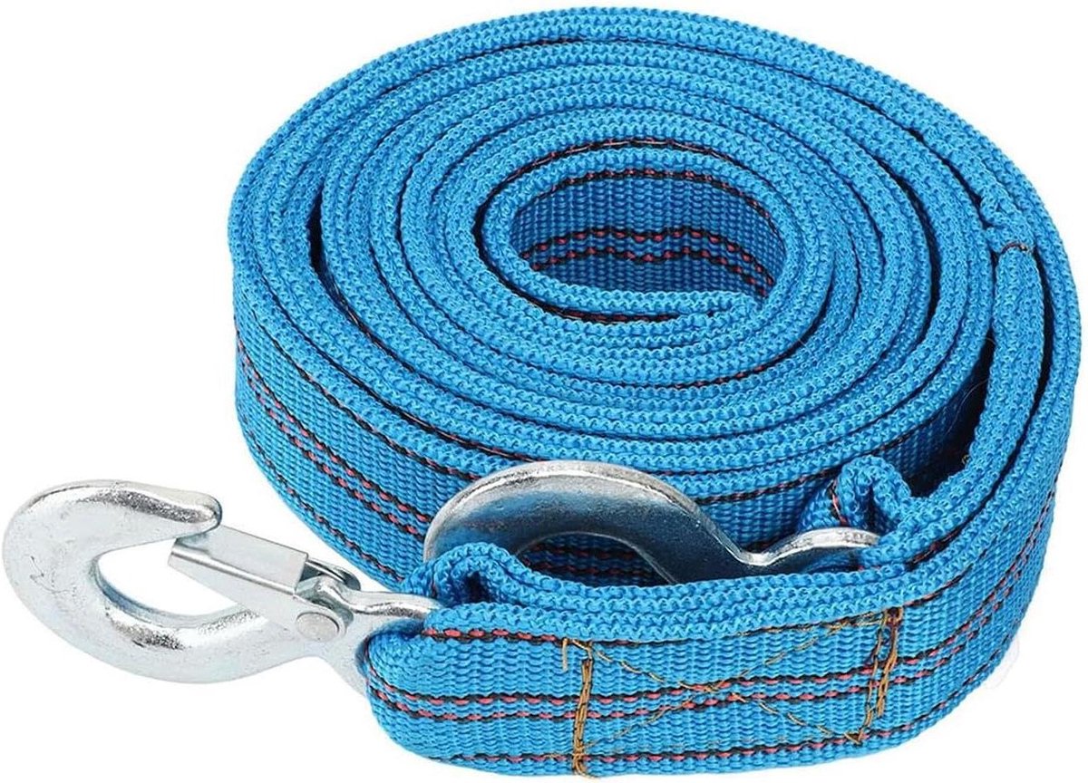 Zware Sleepkabel - Nylon Sleepband - Voertuigen Slepen - 5 Ton Draagvermogen - 4 Meter Lang - Zwart