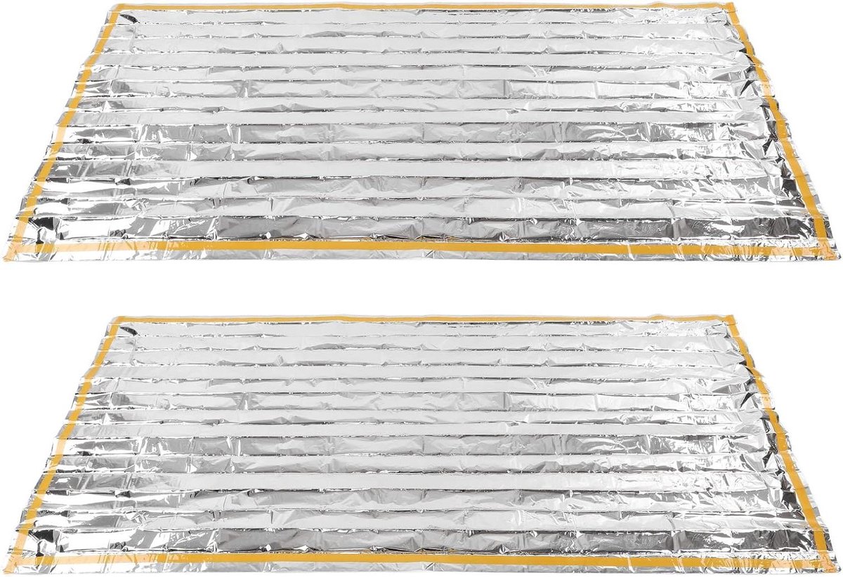 Nooddekens 2 Stuks - Ruimte Dekens - Buiten Overleven - Compact Opvouwbaar - 200 x 100 cm - Zilver
