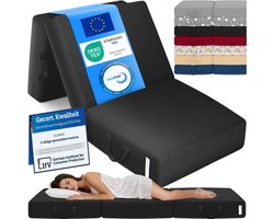ELONEO Opvouwbaar Matras - 3-Delig Vouwmatras, Extra Dik 15 cm Schuim, Wasbaar en Draagbaar Logeermatras voor Volwassenen, Eenpersoonsbed (Zwart, 90 x 200 x 15 cm)