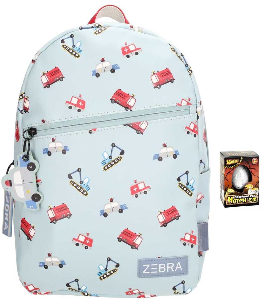 Zebra Rugzak Levi Construction - rugtas, schooltas, kinderrugzak + Dino Ei