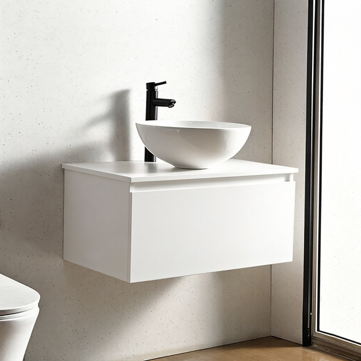 Vestland - Witte badkamermeubel met waskom - 80 cm - Complete badkamerset