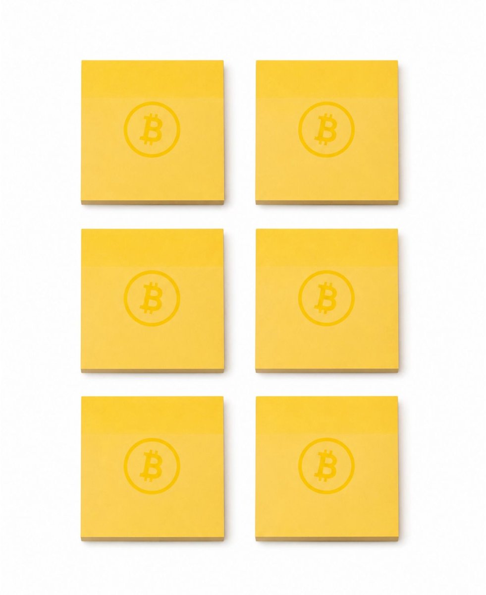 Bitcoin sticky notes - 6 memoblokken - 76x76mm - Oranje - crypto - 600 memoblaadjes