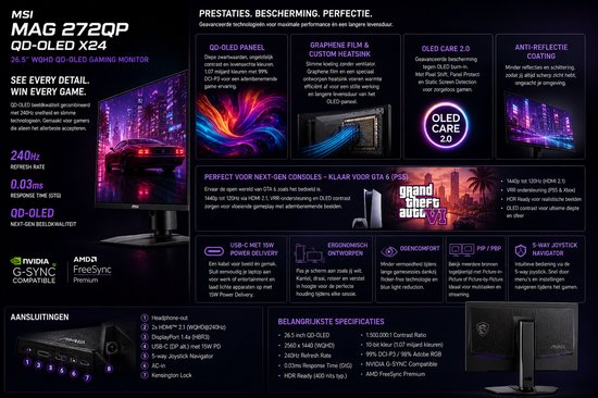 MSI MAG 272QP QD-OLED X24 27″ (3/8)