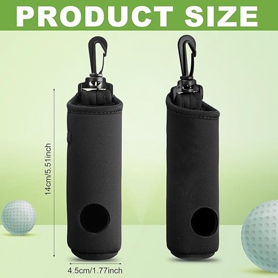Zwarte 4-delige golf tee-rack, draagtas, balhouder, sleutelhanger, riemclip, cadeau-accessoire. Ballen en tee niet inbegrepen. van Greenplay — afbeelding 2