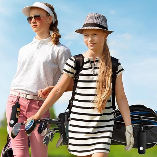 Zwarte 4-delige golf tee-rack, draagtas, balhouder, sleutelhanger, riemclip, cadeau-accessoire. Ballen en tee niet inbegrepen. van Greenplay — afbeelding 4