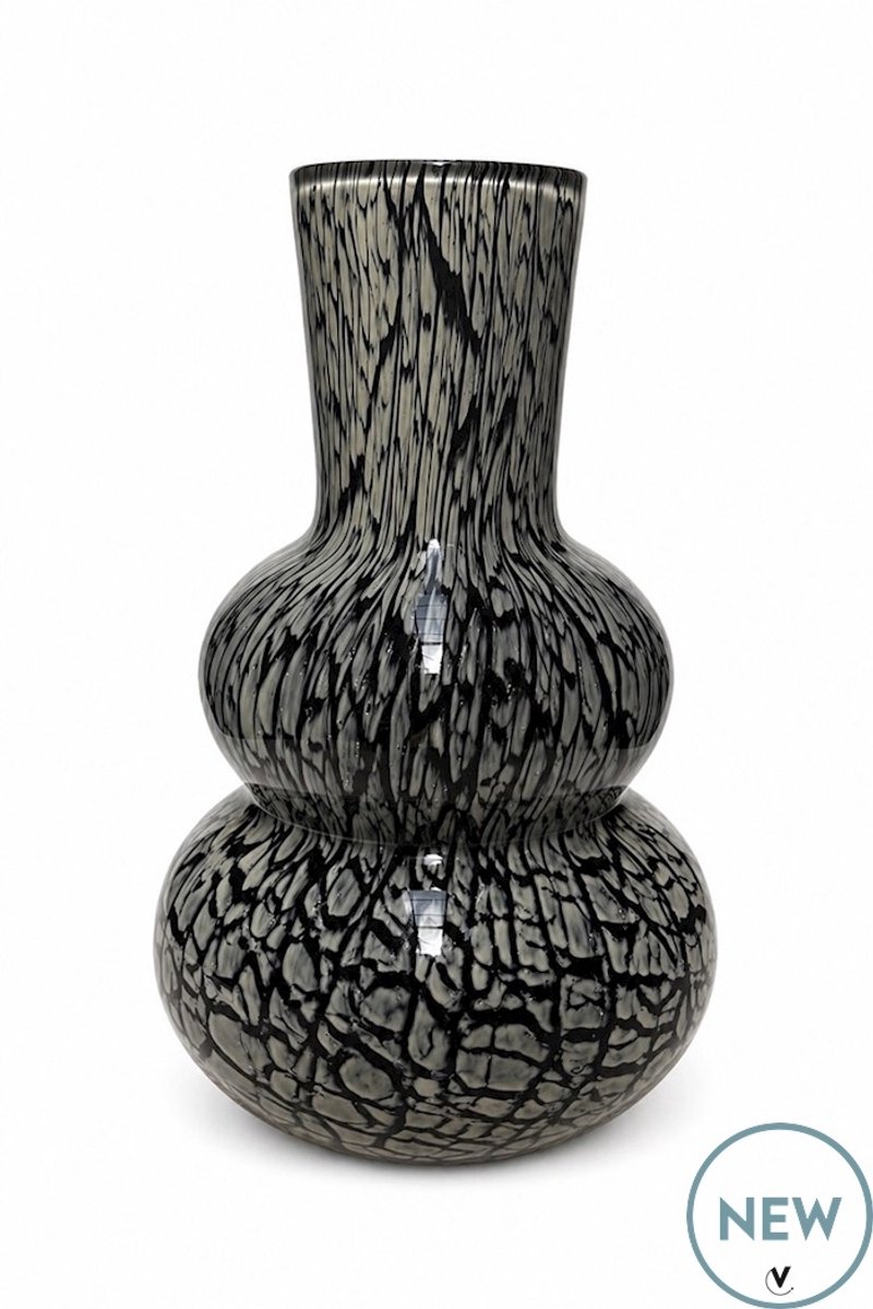 Vase The World Vaas Lindi Elite Marble | Limited edition | Zwart - Beige | Mondgeblazen glas | Ø22 x H36 cm
