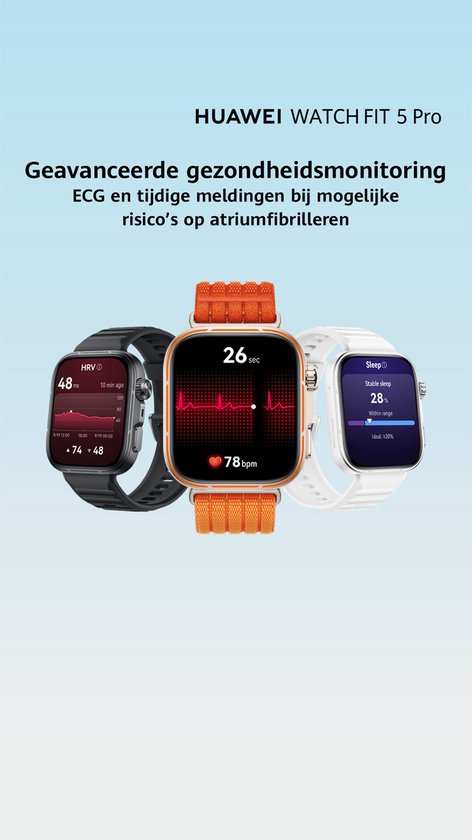 HUAWEI WATCH FIT 5 PRO- Wit - Premium ontwerp - Geavanceerde outdoor workout mogelijkheden - Professioneel gezondheidsmonitoring met TruSense - Compatibel met iOS & Android