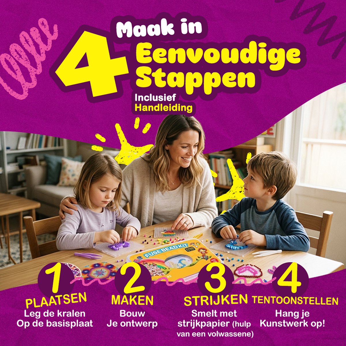 Bolke Strijkkralen Set - 23.000 Stuks - 22 Kleuren - 116 Patronen - Strijkparels met Grondplaten 5mm — afbeelding 5