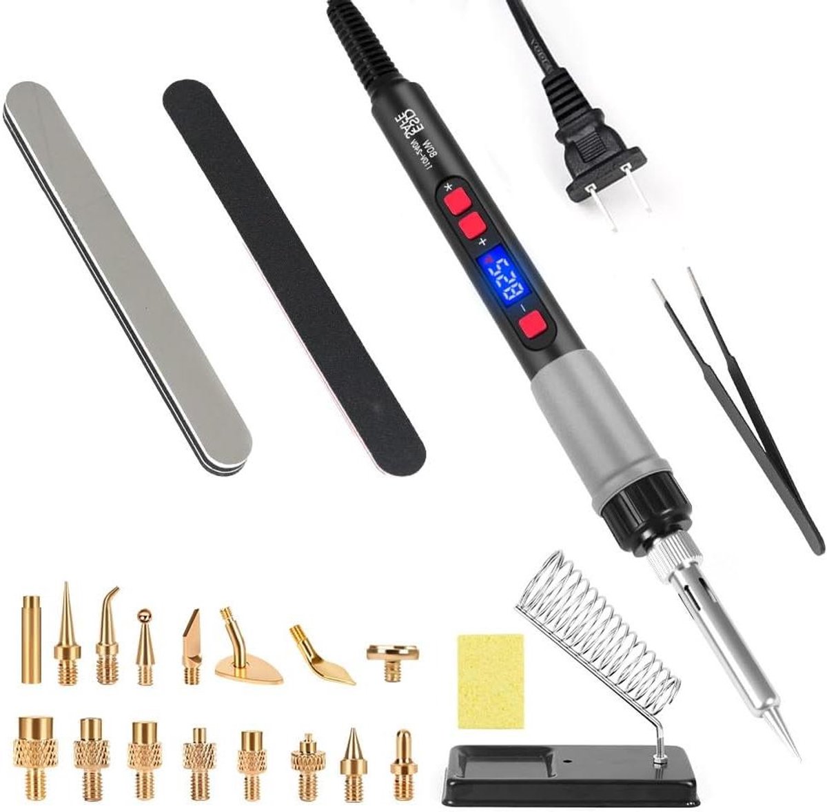 3D Printer Tool Kit - Soldeerbout Set - Model Verfijnen - 21 Delige Set - 80W - Zwart