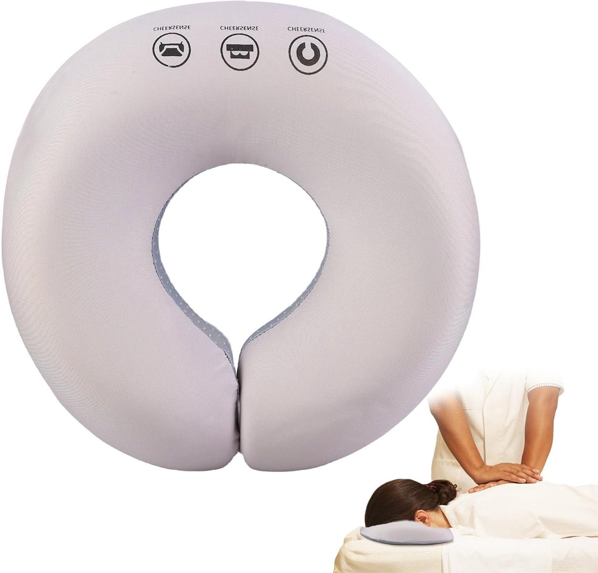 U-vormig gezichtskussen voor massagebed en stoel, ideaal voor salonbehandelingen en ontspanning (Grijs)