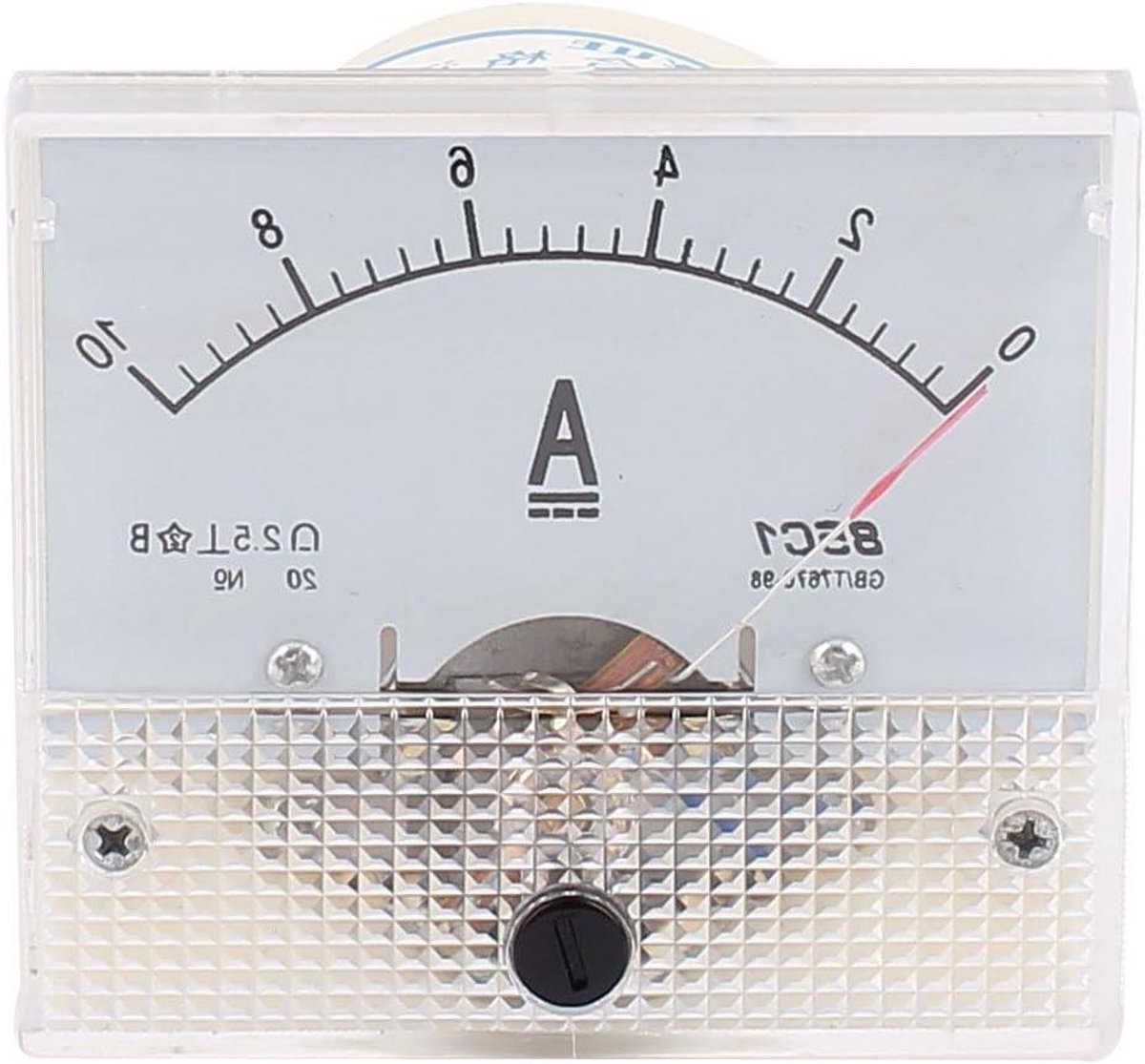 Analoog Paneel Meter - Stroommeter Gauge - Stroom Meten - Direct Afleesbaar - 0-10A - Wit