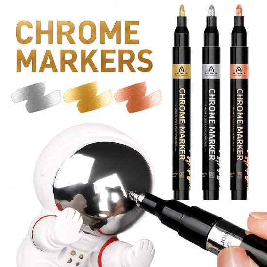 Chrome Marker Stiften Zilver Goud Koper Brons 3x Permanente Waterdichte Stift voor Metaal Glas Kunststof Rubber Papier