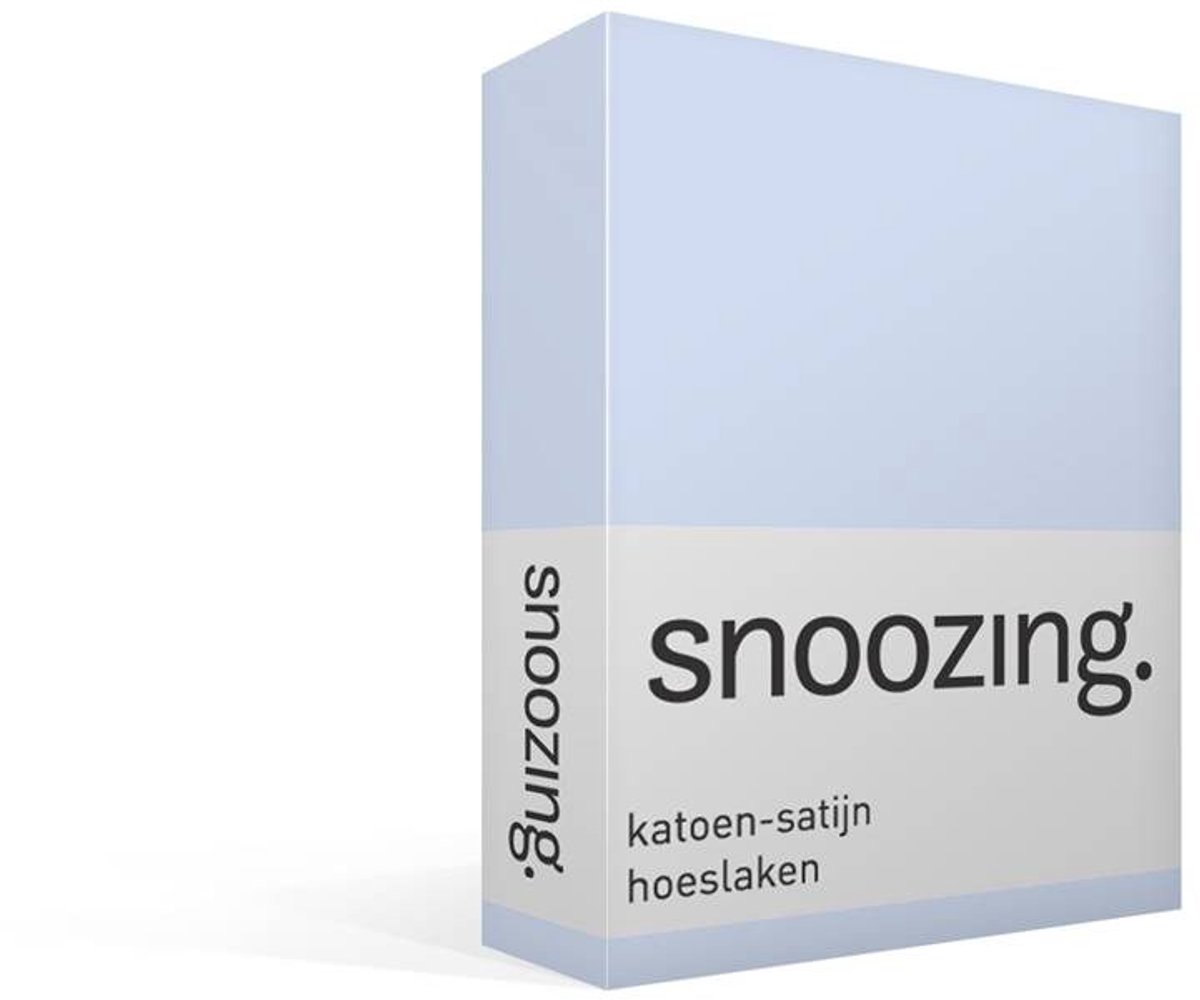 Snoozing - Katoen-satijn - Hoeslaken - Lits-jumeaux - 200x220 cm - Hemel