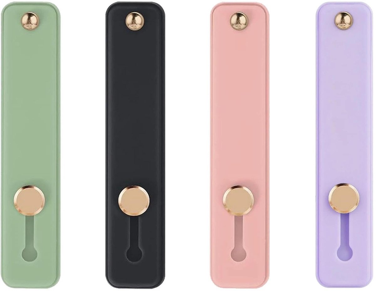 Set van 4 Universele Smartphone Vingerhouders - Antislip Siliconen met Stand