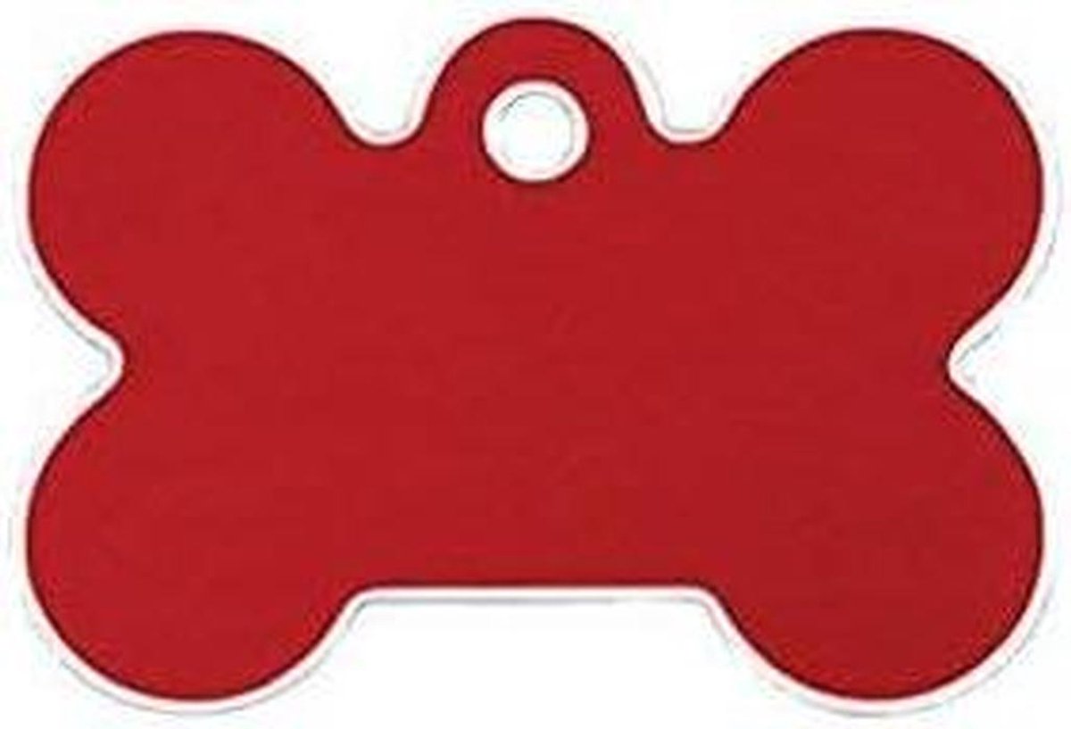Huisdier ID Naam Tag - Hond Penning - Huisdier Identificatie - Gefreesde Zilveren Randen - 39mm x 26mm - Rood