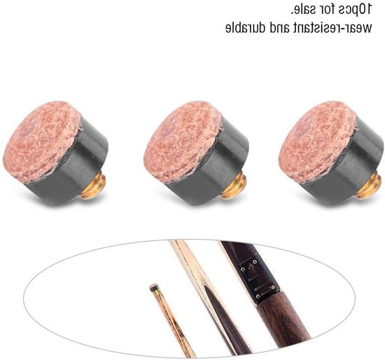Kwalitatieve biljartkeu tips, 10 stuks, geschikt voor poolbiljart, diverse maten 10mm-13mm van Merkloos — afbeelding 3