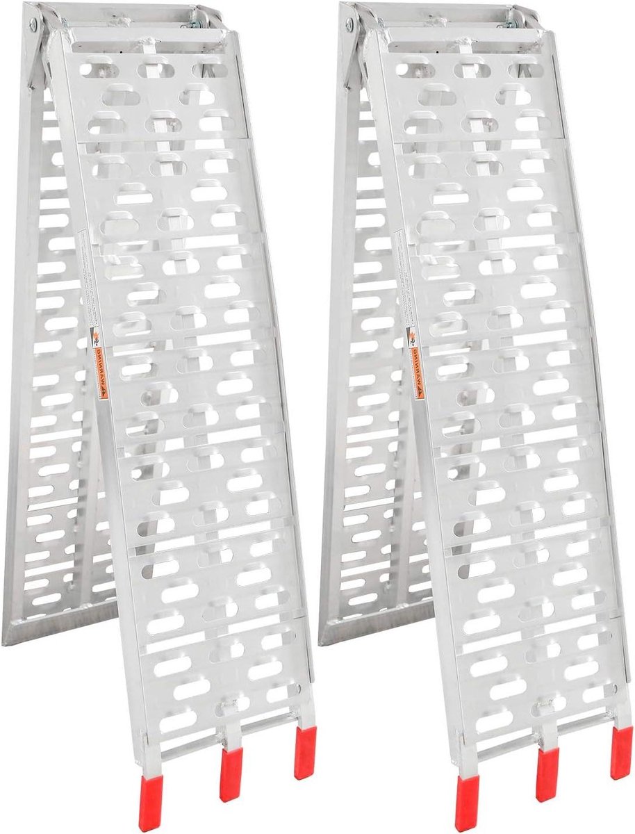 Opvouwbare Laadramp - Aluminium Oprijplaat - Voertuigen Laden - Antislip Ontwerp - 226 cm x 30.5 cm - Aluminiumkleur