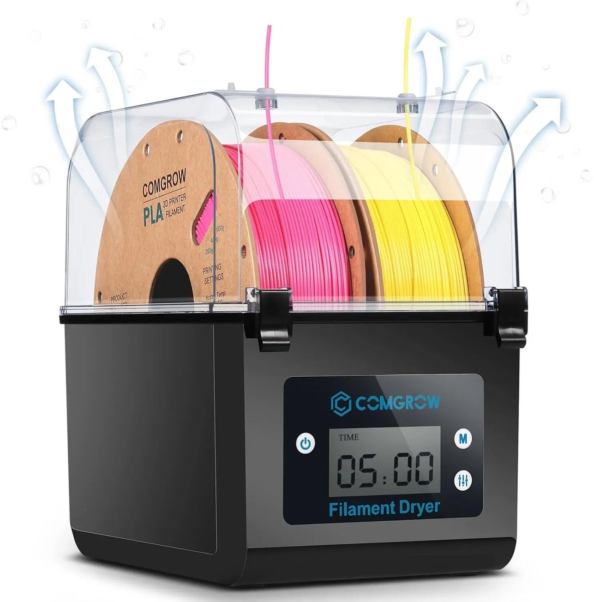Emvae Filament Droger - Filament Droogbox voor 3D Printer - PLA PLA+ ABS TPU PETG ABS+ PVA PA SILK - 2 rollen - Zwart