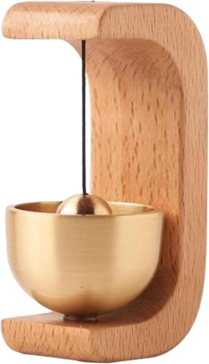 Houten Deurbel - Magneet Chime - Entree Verwelkomen - Magnetisch Bevestigd - 4.5x3.5x7cm - Beige Hout